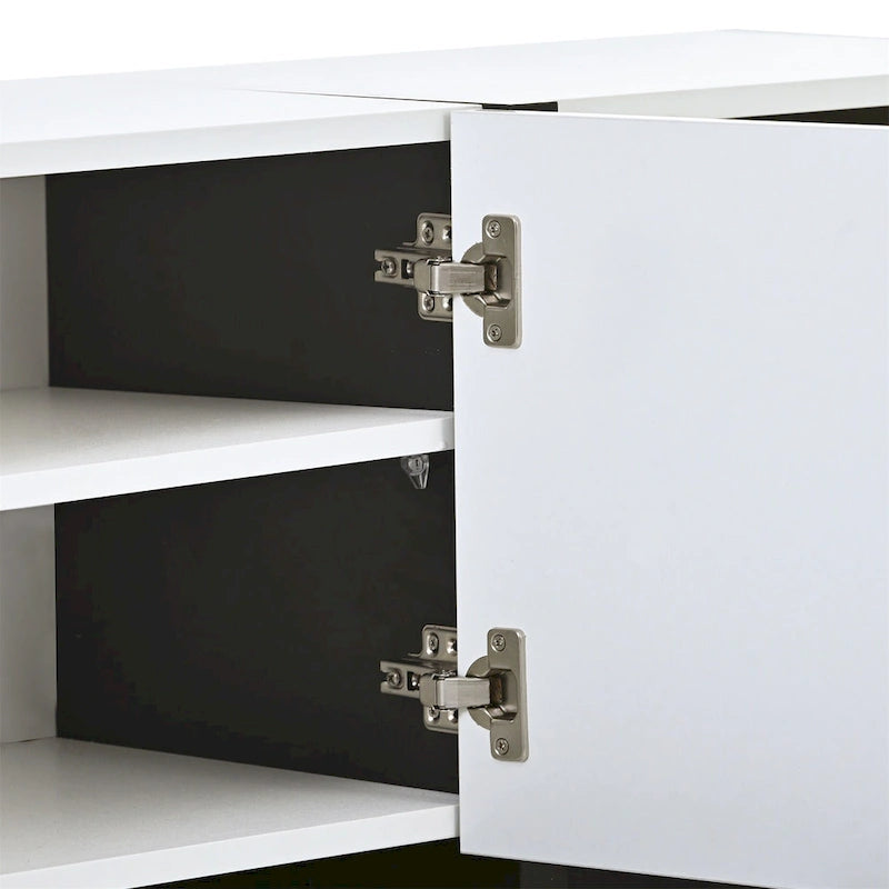 Modern Rectangle TV Stand for TVs Up to 80 with High Gloss UV Surface