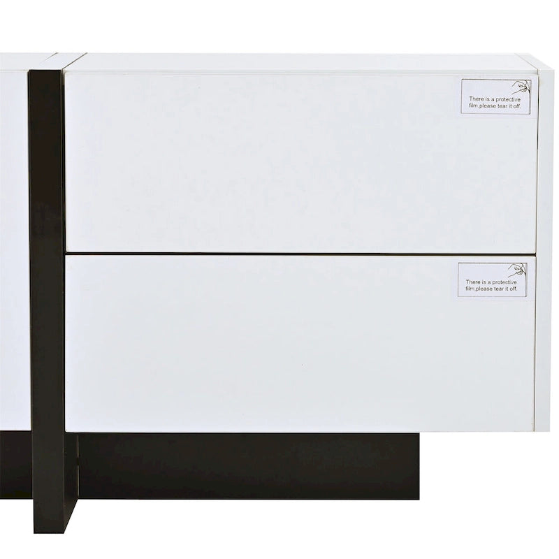 Modern Rectangle TV Stand for TVs Up to 80 with High Gloss UV Surface