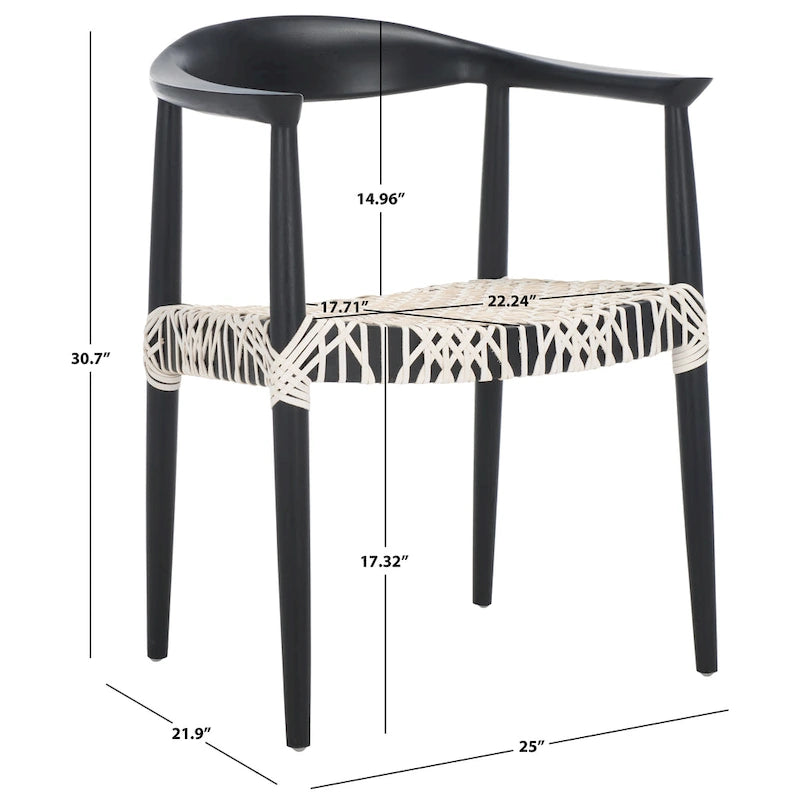 SAFAVIEH Trix Bandelier Black Dining Arm Chair - 24.8 x 18.9 x 30.7 - 25W x 19D x 31H