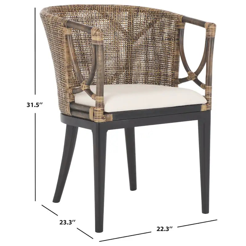 SAFAVIEH Olafia Dining Brown/ Black Arm Chair - 22.3 x 23.3 x 31.5 - 22Wx23Dx32H