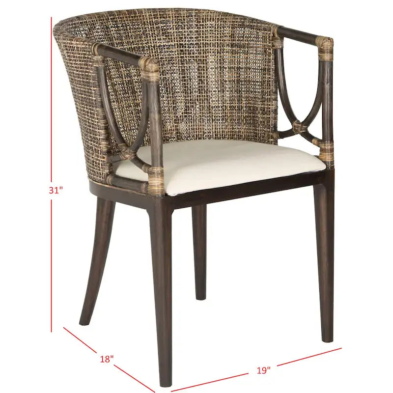 SAFAVIEH Olafia Dining Brown/ Black Arm Chair - 22.3 x 23.3 x 31.5 - 22Wx23Dx32H