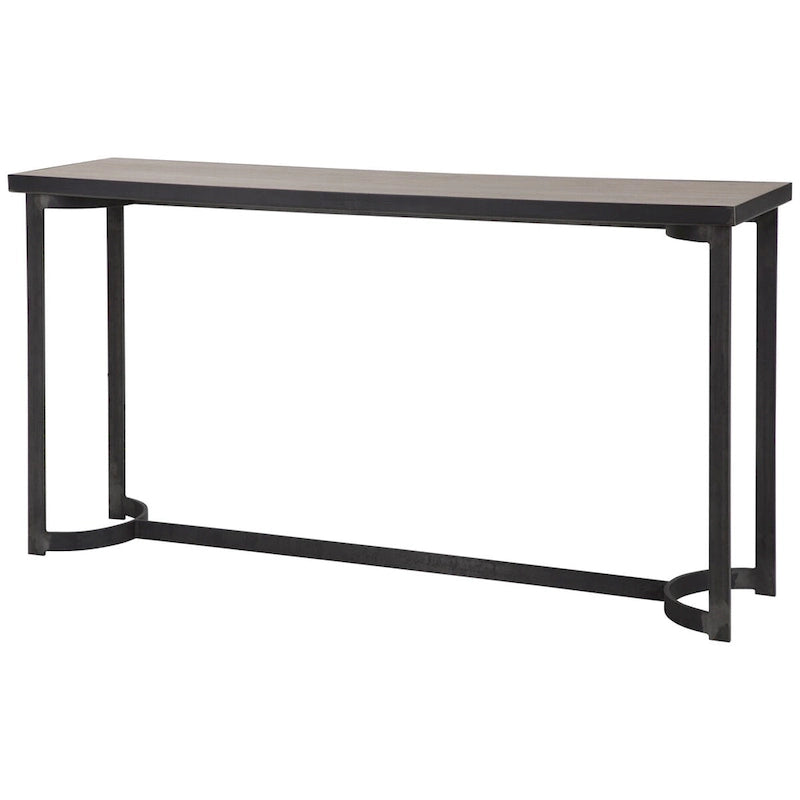 Uttermost Basuto 62 Long Oak Veneer Top Iron Lodge Style Console
