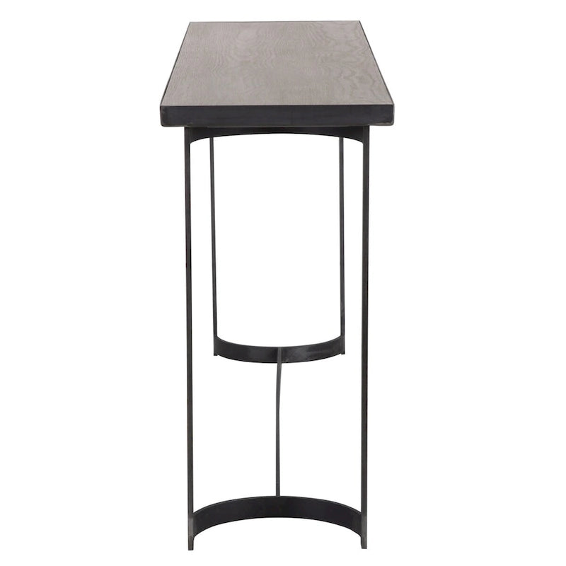 Uttermost Basuto 62 Long Oak Veneer Top Iron Lodge Style Console