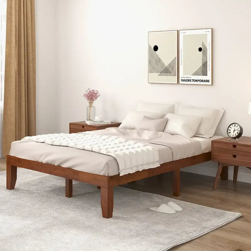 Gymax 14 Full Size Wooden Platform Bed Frame w/ Strong Slat Support