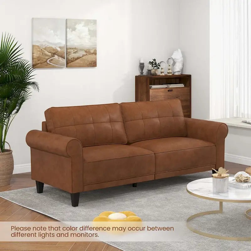 Costway Modern Sofa Couch PU Leather 81.5 3-Seater with 2 Back - See Details