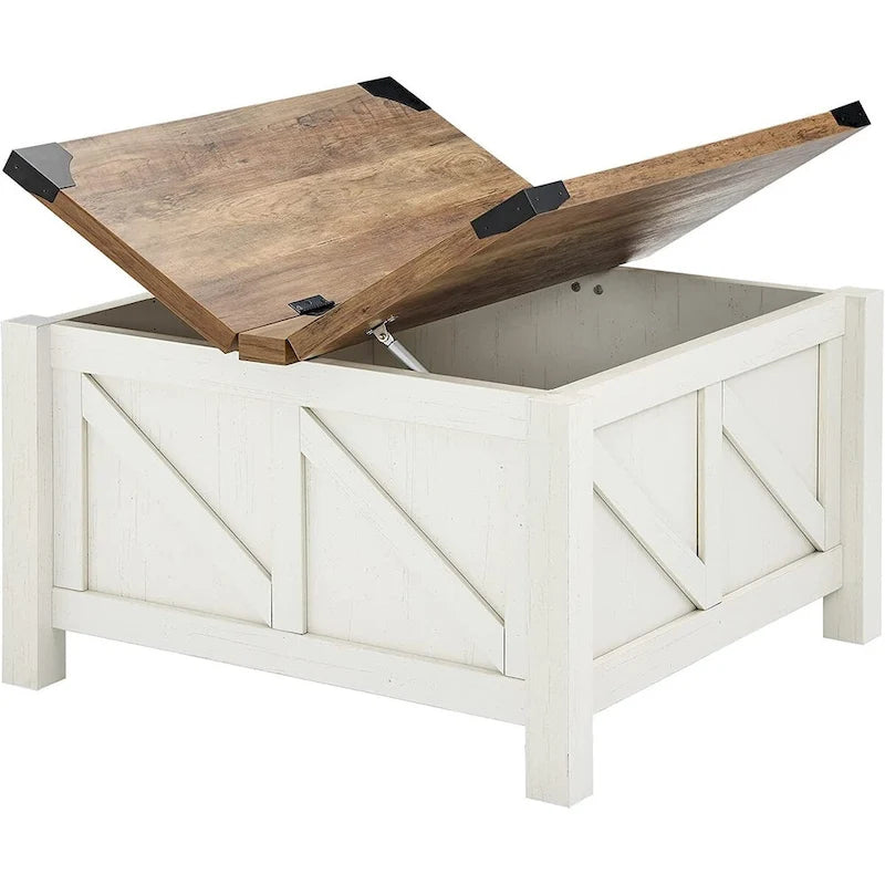 WAMPAT Farmhouse Sliding Barn Door TV Stand and Coffee Table Set of 2