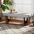 Theo Mid-Century Modern Fabric Upholstered Walnut Finished Bench - 17.9 High x 48.8 Wide x 18.3 Deep
