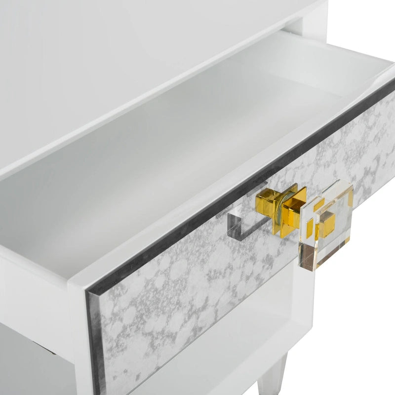 SAFAVIEH Couture Myrthe Eglomise Side Table- White - 24 W x 18 L x 25 H - 24Wx18Dx25H