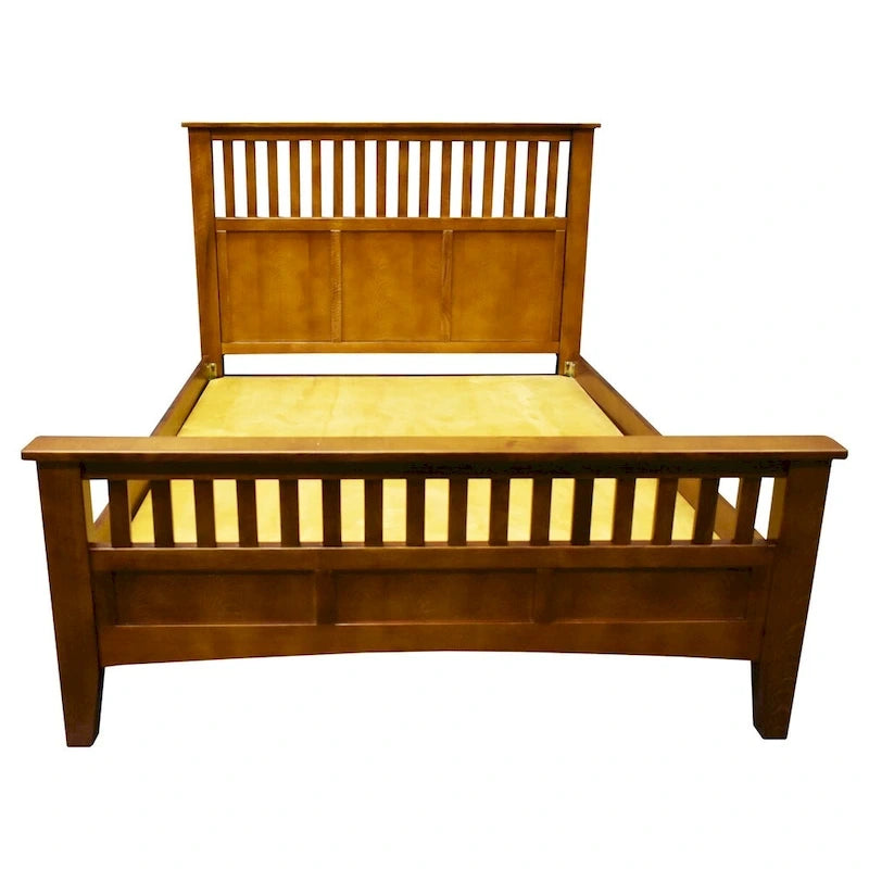 Mission Style Quarter Sawn Oak Bed With Slats - Michael's Cherry