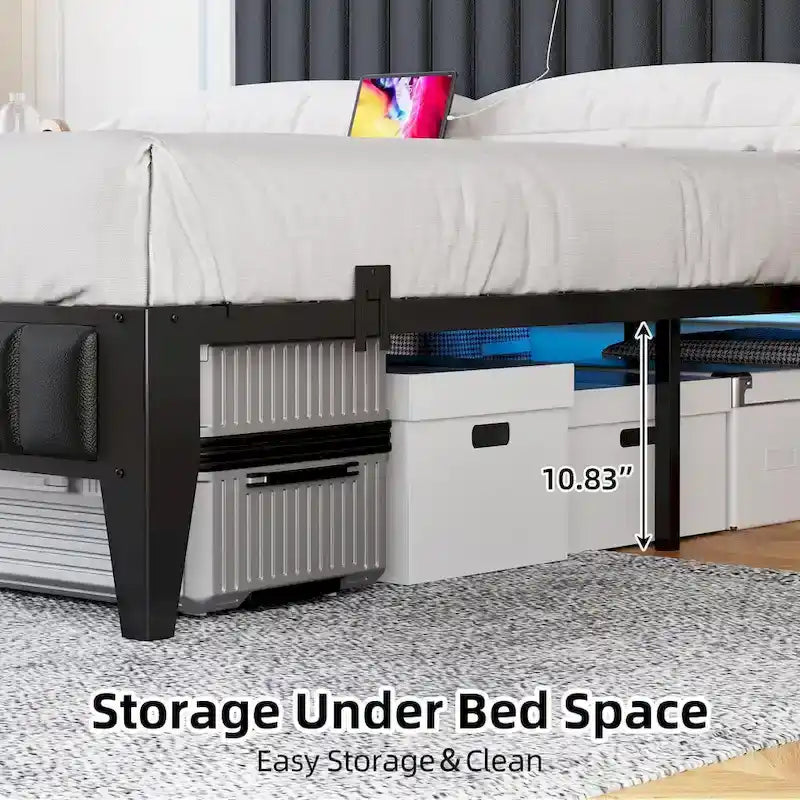 Bed Frame with Charging Station