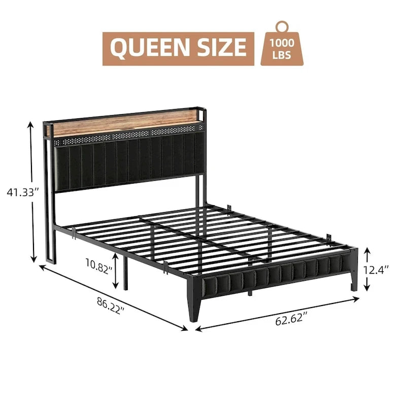 Bed Frame with Charging Station