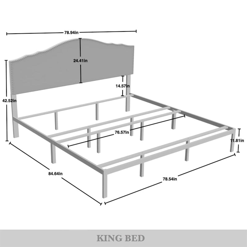 CraftPorch Traditional Upholstered Bed with Nightstand and Bench 3-pieces Bedroom Set