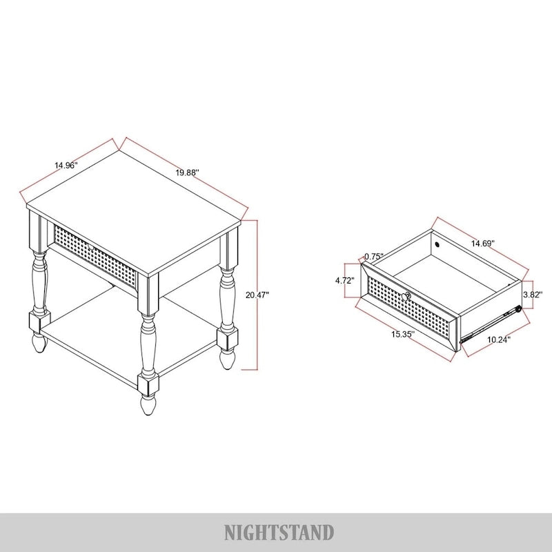 CraftPorch Traditional Upholstered Bed with Nightstand and Bench 3-pieces Bedroom Set