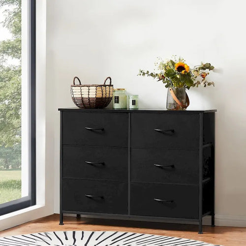 6 Drawer Dresser Drawer Chest Tall Storage Cabinet Organizer Unit Bedroom Living Room