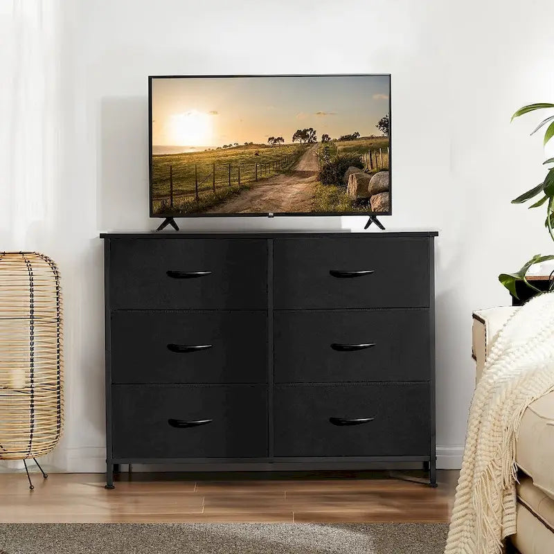 6 Drawer Dresser Drawer Chest Tall Storage Cabinet Organizer Unit Bedroom Living Room