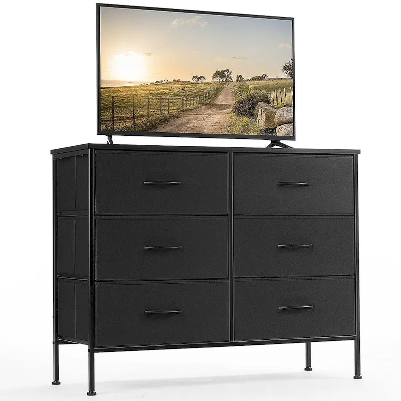 6 Drawer Dresser Drawer Chest Tall Storage Cabinet Organizer Unit Bedroom Living Room