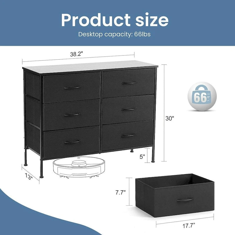 6 Drawer Dresser Drawer Chest Tall Storage Cabinet Organizer Unit Bedroom Living Room