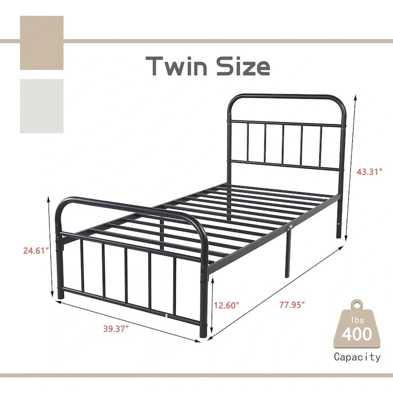 Alazyhome Platform Metal Bed Frame, Easy Assembly