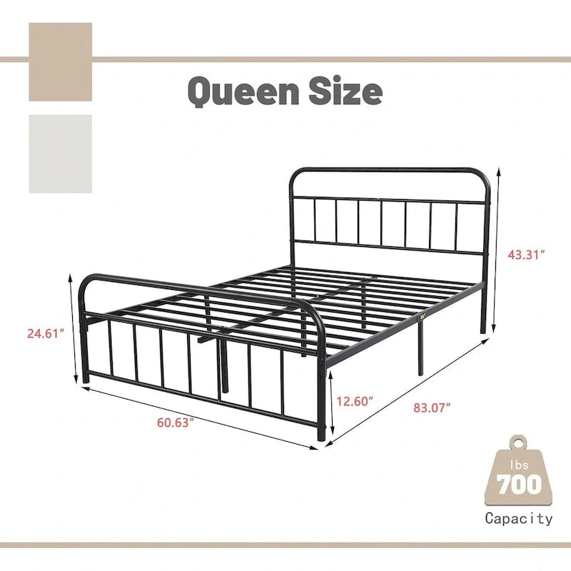 Alazyhome Platform Metal Bed Frame, Easy Assembly