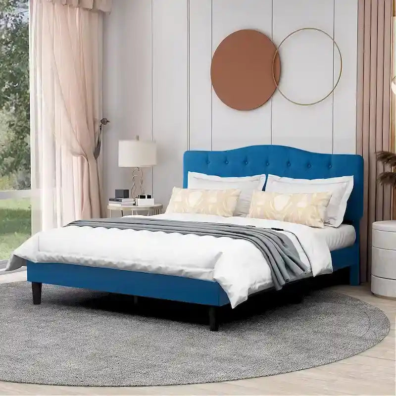 Javlergo Upholstered Platform Bed Frame with Adjustable Headboard, No Box Spring Needed