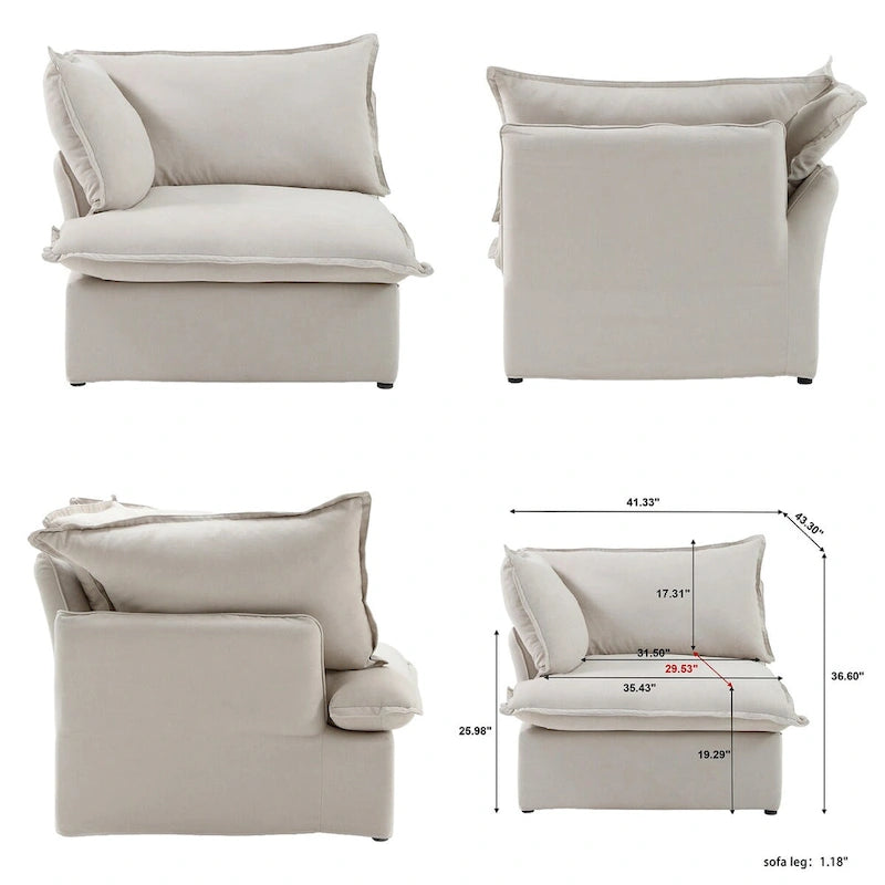 L Shape Modular Sectional Sofa 5 Seats with Chaise Ottoman