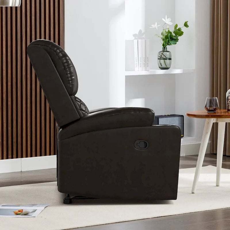 Home Theater Seating Manual Recliner with Overstuffed Back and Armrests