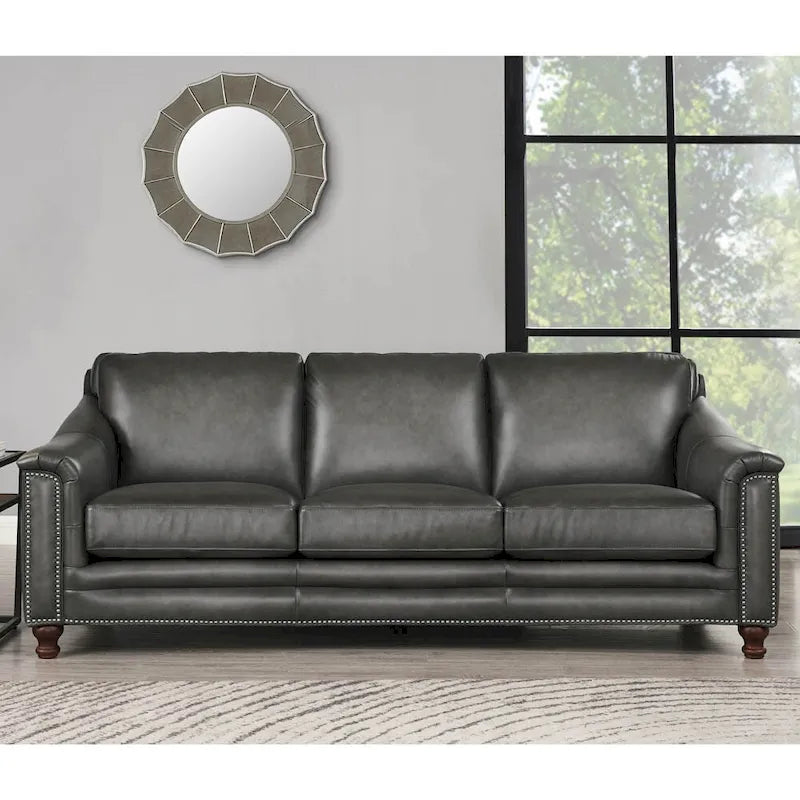 Hydeline Belfast Top Grain Leather Sofa Couch, Feather, Memory Foam and Springs