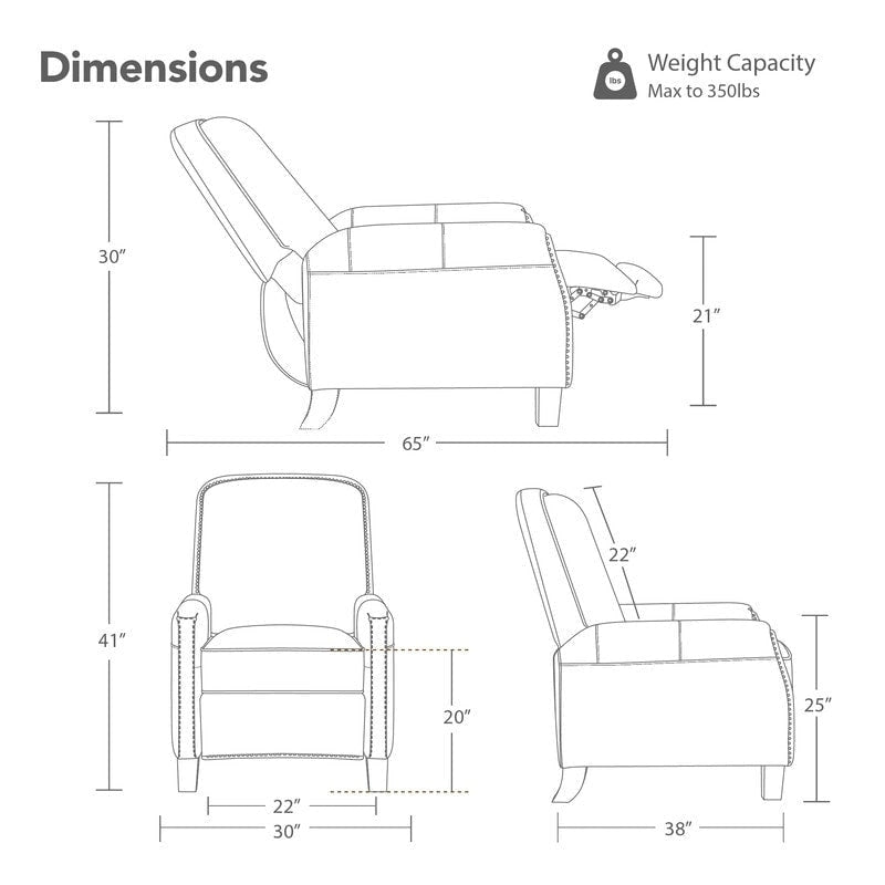 Elias Push Back Recliner for Adults Faux Leather Chair for Living Room
