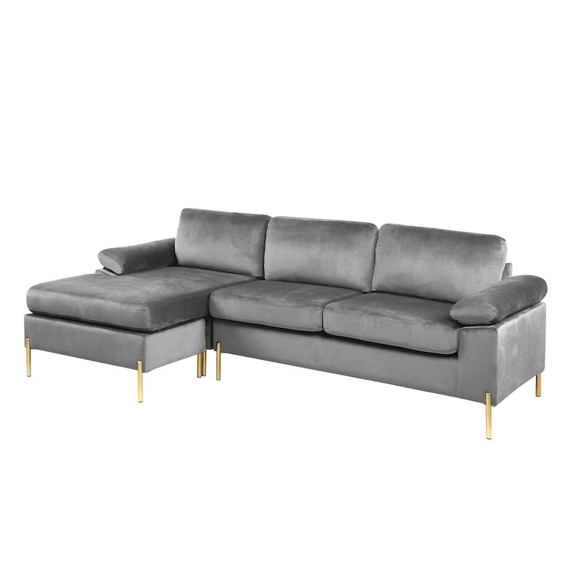 Shannon Velvet Sectional Sofa with Chaise