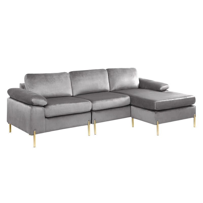 Shannon Velvet Sectional Sofa with Chaise