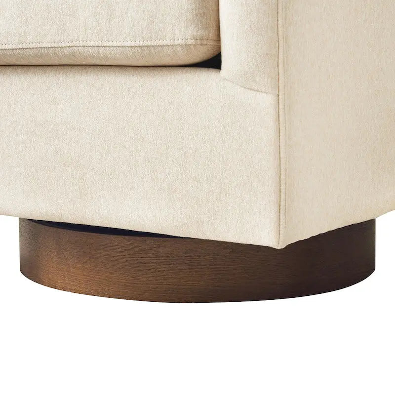 LUE BONA Modern Upholstered Wooden Accent Chair 360 Barrel Swivel Set of 2 Armchair for Living Room