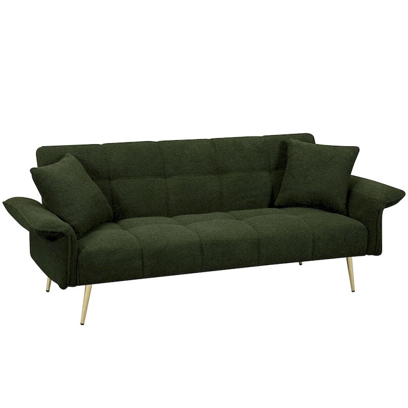 70.1 futon sofa bed, convertible double sofa bed with folding armrests for living rooms and small Spaces