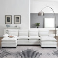 6-seat Upholstered Modern U-shaped Sectional Sofa with Waist Pillows,Sleeper Sofa Couch with Chaise Lounge,White