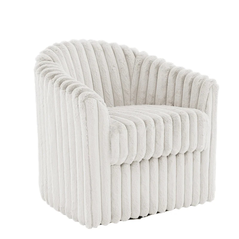 Faux Rabbit Fur Accent Chair 360-degree Swivel Barrel Chairs Set of 2