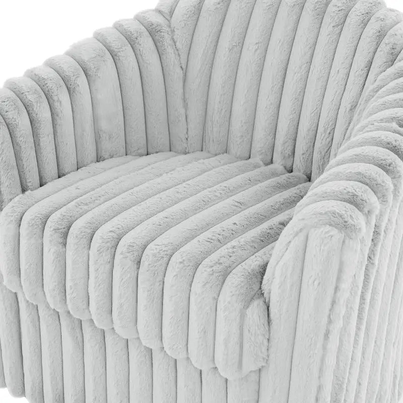 Faux Rabbit Fur Accent Chair 360-degree Swivel Barrel Chairs Set of 2