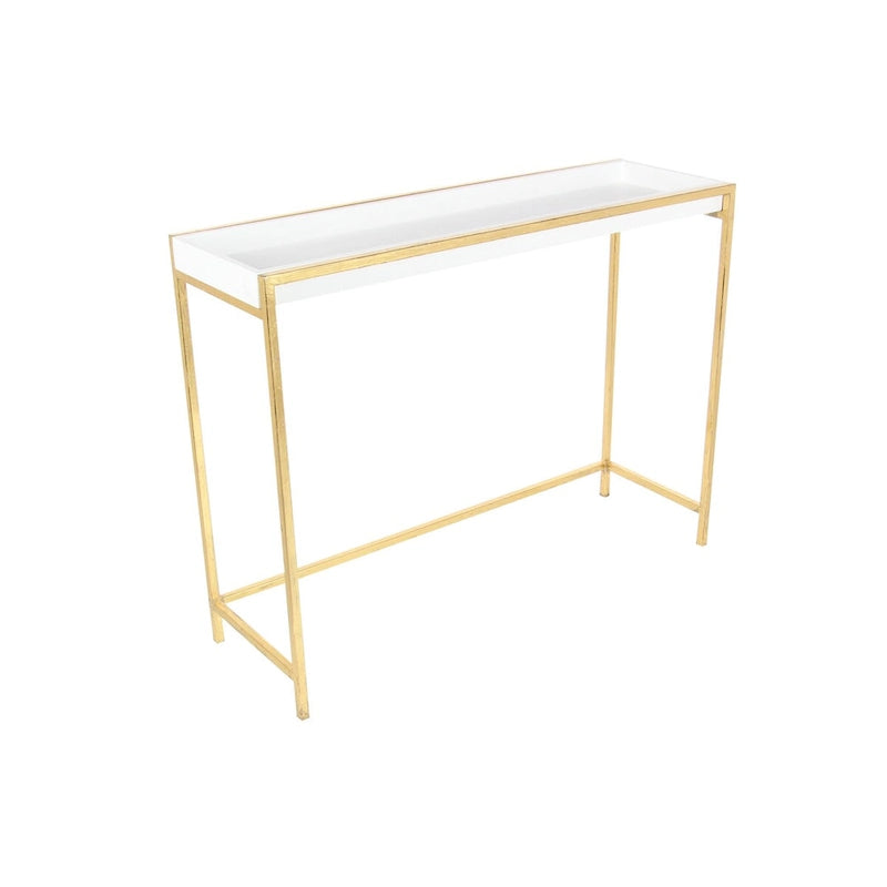 Wood Geometric Nesting Console Table with Gold Metal Legs - Set of 2 White - Roche River Decor