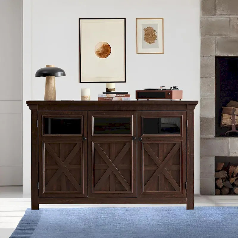 Roomfitters 3 Doors Cabinet Large Buffet Sideboard Cabinet, Bar Wine Cabinet, Buffet Cabinet Table Coffee Bar Wine Bar