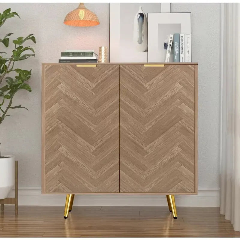 Anmytek Modern Wood 2-Door Buffet Sideboard Kitchen Accent Cabinet with Adjustable Shelf - 30.8 W x 15.7 D x 30.5 H