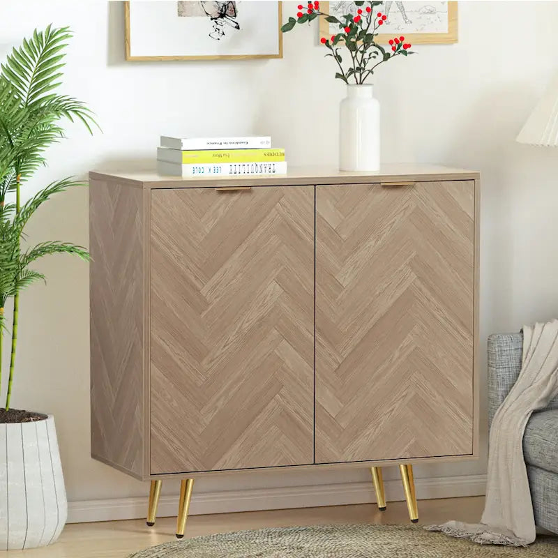 Anmytek Modern Wood 2-Door Buffet Sideboard Kitchen Accent Cabinet with Adjustable Shelf - 30.8 W x 15.7 D x 30.5 H
