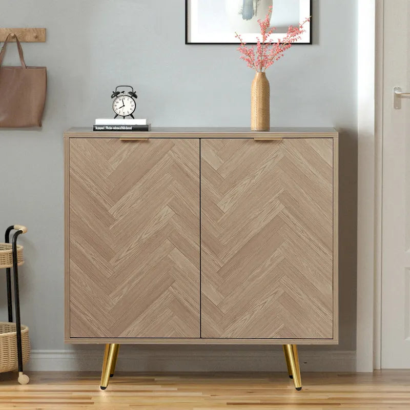 Anmytek Modern Wood 2-Door Buffet Sideboard Kitchen Accent Cabinet with Adjustable Shelf - 30.8 W x 15.7 D x 30.5 H