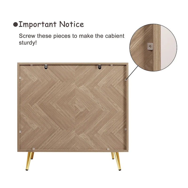 Anmytek Modern Wood 2-Door Buffet Sideboard Kitchen Accent Cabinet with Adjustable Shelf - 30.8 W x 15.7 D x 30.5 H