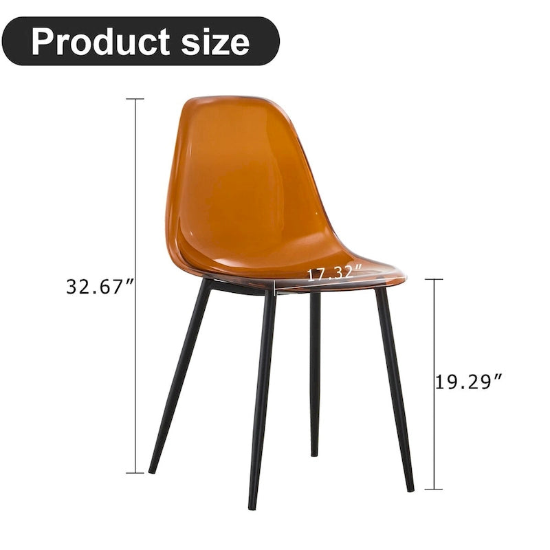 Set of 6 modern minimalist transparent dining chairs