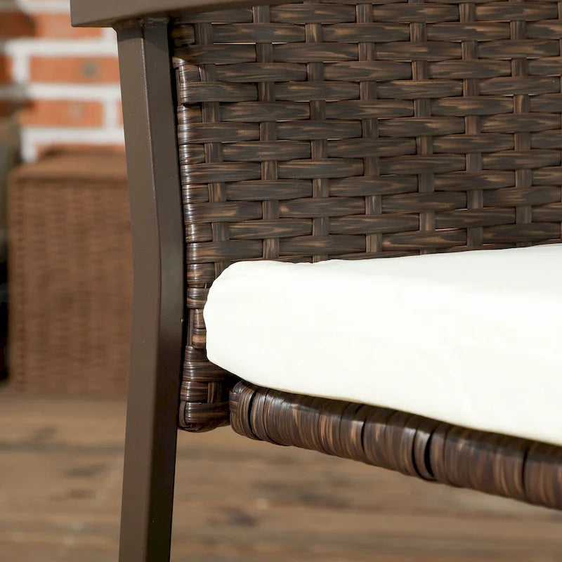 Outsunny 4 Piece PE Rattan Outdoor Dining Chairs with Cushion, Patio Wicker Dining Chair Set with Backrest, Armrests for Patio