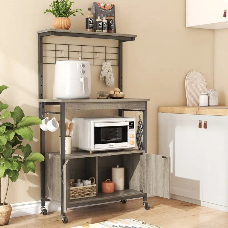 Industrial Rolling Coffee Bar Shelf - 14.57D x 31.5W x 45.2H