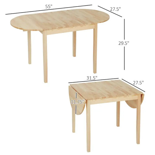 55 Solid Wood Kitchen Table,Drop Leaf Tables,Folding Dining Table