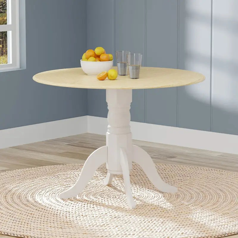 5-Piece Dining Set, 42 Round Drop-Leaf Table and Slat Back Chairs