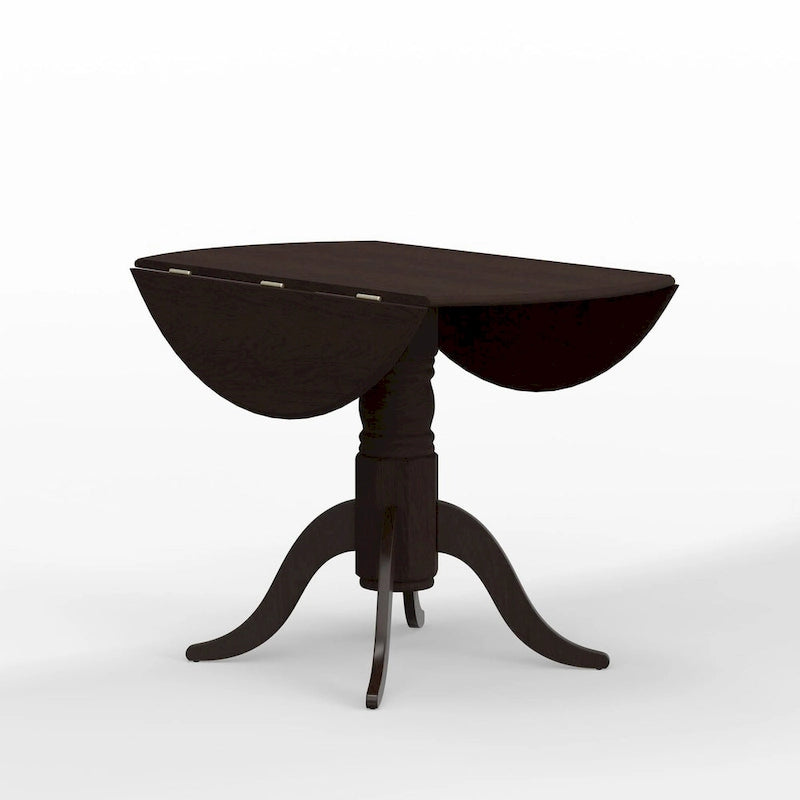 5-Piece Dining Set, 42 Round Drop-Leaf Table and Slat Back Chairs