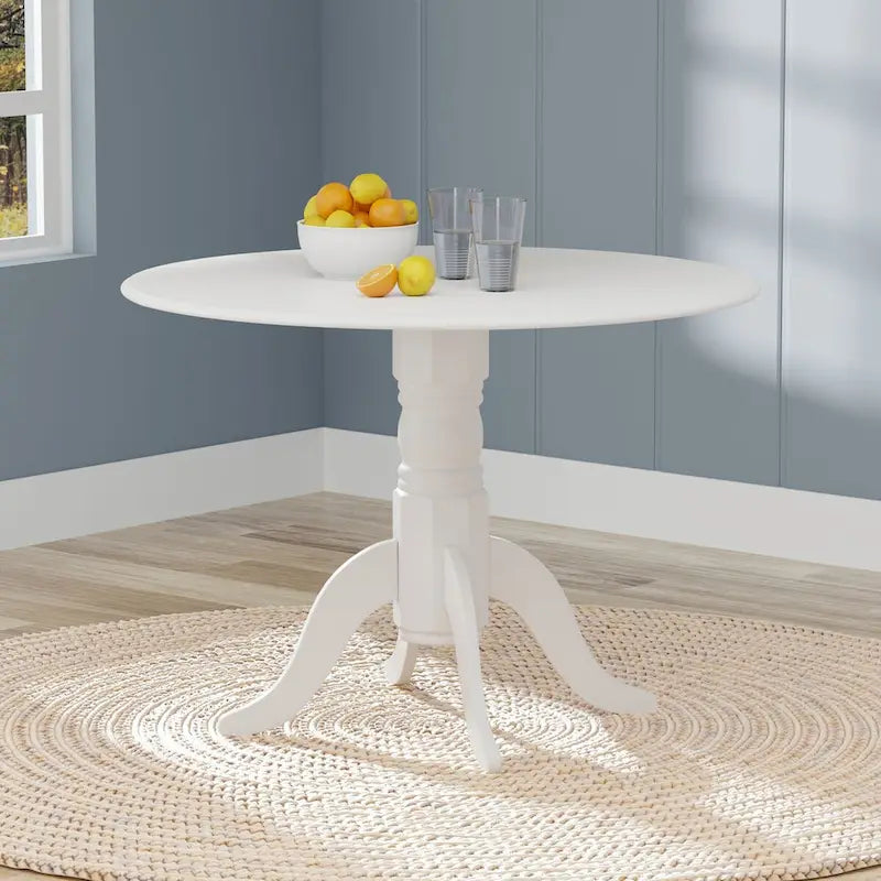 5-Piece Dining Set, 42 Round Drop-Leaf Table and Slat Back Chairs