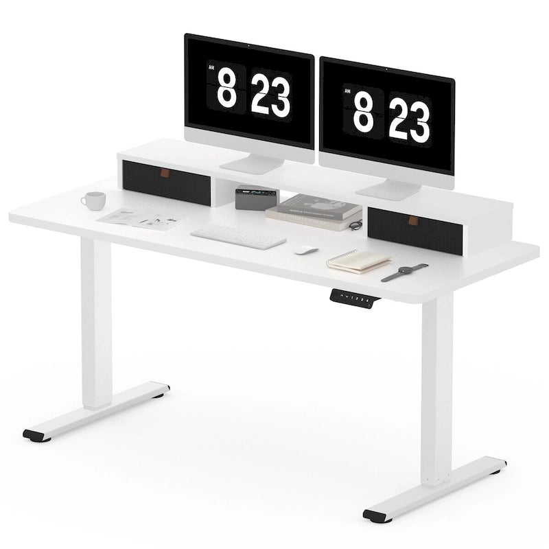 FlexiSpot 48x24/55x24 Ergonomic Height Adjustable Standing Desk with 2 Drawers, Monitor Stand Computer Desk