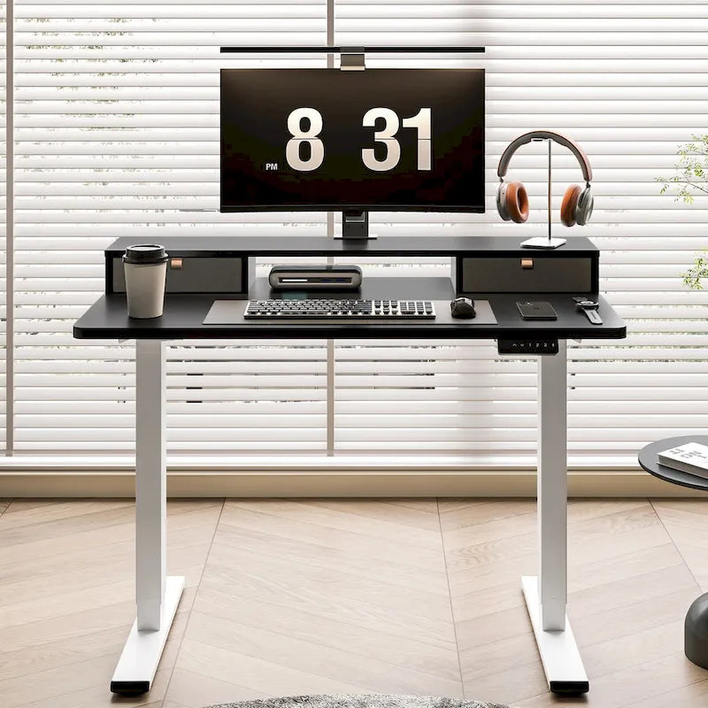 FlexiSpot 48x24/55x24 Ergonomic Height Adjustable Standing Desk with 2 Drawers, Monitor Stand Computer Desk